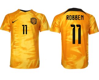 Herren Niederlande Heimtrikot WM 2022 Orange Fußballtrikot mit Aufdruck ROBBEN 11