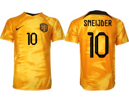 Herren Niederlande Heimtrikot WM 2022 Orange Fußballtrikot mit Aufdruck SNEIJDER 10