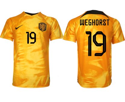 Herren Niederlande Heimtrikot WM 2022 Orange Kurzarm Neuen Fußballtrikots WEGHORST 19