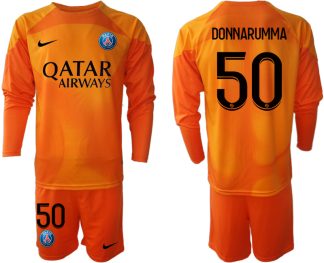 Herren Paris Saint Germain PSG Goalkeeper schwarz Langarm Orange mit Aufdruck DONNARUMMA 50