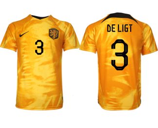 Kaufe Herren Fußballtrikots Niederlande Heimtrikot WM 2022 Orange Kurzarm DE LIGT 3