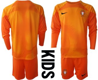 Kinder Portugal 2022-23 Torwarttrikot orange Trikotsatz Langarm + Kurze Hosen