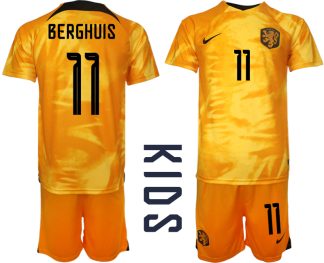 Kinderheim Nationalmannschaft Trikot Niederlande 2022-23 mit Aufdruck BERGHUIS 11