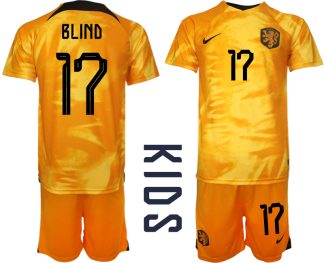 Kinderheim Nationalmannschaft Trikot Niederlande 2022-23 mit Aufdruck BLIND 17