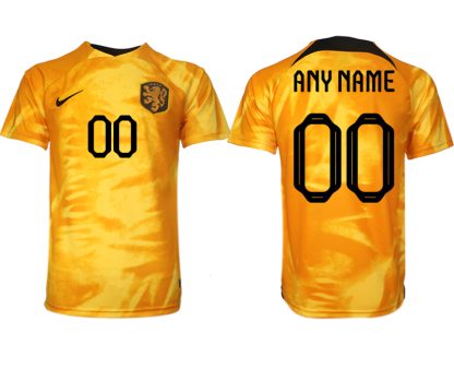 Niederlande Heimtrikot WM 2022 Orange Kurzarm Anpassbare Name und Nummer