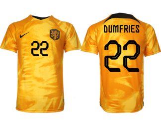 Niederlande Heimtrikot WM 2022 Orange Kurzarm bestellen mit Aufdruck DUMFRIES 22