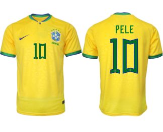 PELE #10 Brasilien FIFA WM Katar 2022 Heimtrikot gelb Kurzarm Fußballtrikot Herren Sale