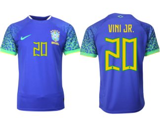VINI JR.#20 Herren Brasilien FIFA WM Katar 2022 Auswärtstrikot blau Kurzarm Fußballtrikots Sale