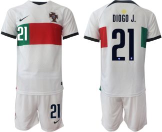 DIOGO J. #21 Herren Portugal WM 2022 Auswärtstrikot Kurzarm + Kurze Hosen