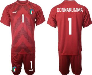 DONNARUMMA #1 Herren Italien Torwarttrikot Fußball WM 2022 in rot Kurzarm Trikotsatz