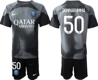 DONNARUMMA #50 Herren Paris Saint Germain PSG Torwarttrikot 2022-23 schwarz Kurzarm + Kurze Hosen