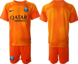 Fußballtrikot Herren Paris Saint Germain PSG Torwarttrikot 2023 orange Kurzarm Trikotsatz