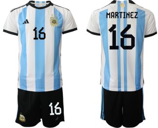 Herren Argentinien Fußball-WM 2022 World Cup Heimtrikots mit Aufdruck MARTINEZ 16