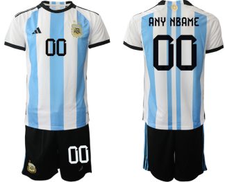 Herren Argentinien T-Shirt Fußball-WM 2022 World Cup Heimtrikots Personalisierbar
