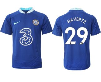Herren Chelsea FC Heimtrikot 2022-23 blau Kurzarm mit Aufdruck HAVERTZ 29