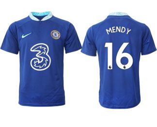 Herren Chelsea FC Heimtrikot 2022-23 blau Kurzarm mit Aufdruck MENDY 16