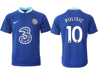 Herren Chelsea FC Heimtrikot 2022-23 blau Kurzarm mit Aufdruck PULISIC 10