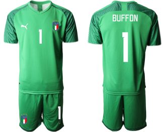 Herren Italien Torwarttrikot Fußball WM 2022 grün Kurzarm Trikotsatz BUFFON 1