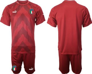 Herren Italien Torwarttrikot Fußball WM 2022 in rot Kurzarm Trikotsatz