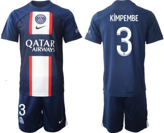 Herren Paris Saint Germain PSG 2022-23 Heimtrikot Kurzarm + Kurze Hosen mit Namen KiMPEMBE 3