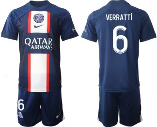 Herren Paris Saint Germain PSG 2022-23 Heimtrikot Kurzarm + Kurze Hosen mit Namen VERRATTi 6