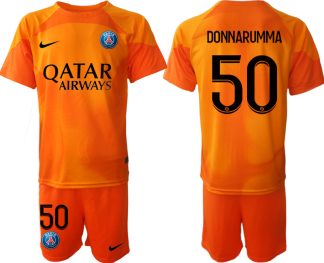 Herren Paris Saint Germain PSG Torwarttrikot 2023 orange Kurzarm Trikotsatz DONNARUMMA 50