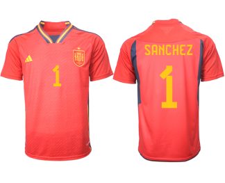 Herren Spanien WM 2022 Heimtrikot Teampower Rot Kurzarm SANCHEZ 1