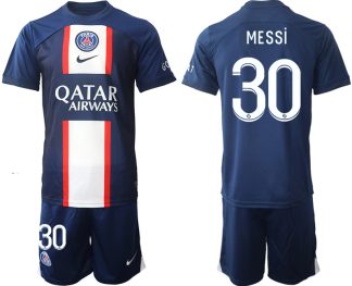Neuen Herren Paris Saint Germain PSG 2022-23 Heimtrikot blau mit Aufdruck MESSi 30