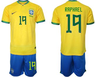 Brasilien WM 2022 Trikot gelb T-Shirt für Herren RAPHAEL 19
