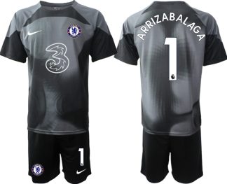 Chelsea FC 2023 Torwarttrikot schwarz Fußballtrikots Trikotsatz Kit mit Aufdruck ARRIZABALAGA 1
