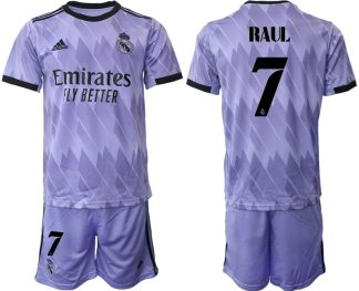 Herren Fußballtrikot Real Madrid 2022-2023 Auswärtstrikots mit Aufdruck RAUL 7