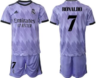 Herren Fußballtrikot Real Madrid 2022-2023 Auswärtstrikots mit Aufdruck RONALDO 7