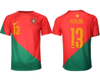 Neuen Fussballtrikots Portugal Heimtrikot WM 2022 Kurzarm mit Aufdruck PEREIRA 13