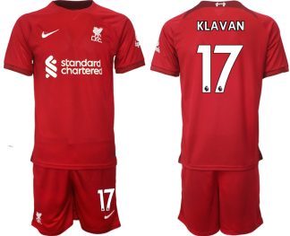 Personalisierte Fußballtrikots Liverpool 22-23 Heimtrikot Kurzarm + Kurze Hosen KLAVAN 17