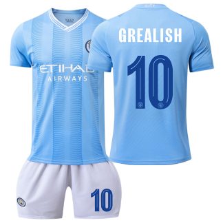 Fußball Trikotsatz Kinder Manchester City 2023-24 Kurzarm + Kurze Hosen Jack Grealish 10