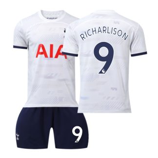 Fußball Trikotsatz Kinder Tottenham Hotspur 2023-24 Heimtrikot RICHARLISON 9 weiss Kurzarm + Blau Kurze Hosen