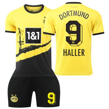 Fußballtrikots Günstig kinder Borussia Dortmund 2023-24 Trikotsatz HALLER 9