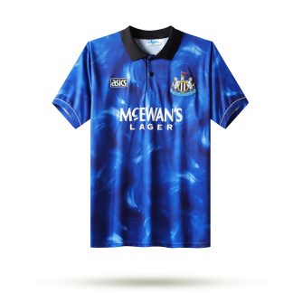 Fussballtrikots Kaufen Vintage Newcastle United 1993/95 Auswärtstrikot blau Kurzarm für draußen