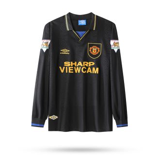 Günstig Trikots Bestellen Vintage Manchester United 1993/95 Auswärtstrikot schwarz Langärmeliges