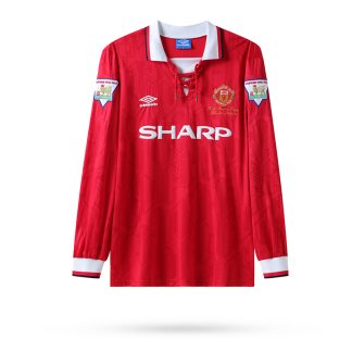 Günstig Trikots Bestellen Vintage Manchester United Champion 1992/93 Heimtrikot Langarm Fußballtrikots
