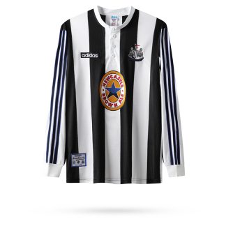 Günstig Trikots Bestellen Vintage Newcastle United 1995-97 Heimtrikot weiß schwarz Langärmeliges für Herren