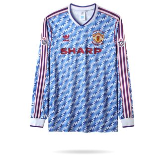 Günstige Fußballtrikots Herren Vintage Manchester United 1991/92 AWAY LEAGUE CUP FINAL Langarm Auswärtstrikot
