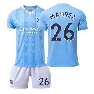 Manchester City 2023-24 Heimtrikot Kurzarm + Kurze Hosen MAHREZ 26 Günstig Fußballtrikots