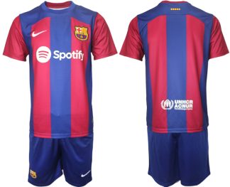 Fußballtrikot für Herren FC Barcelona Heimtrikot 2023-2024 Kurzarm + Kurze Hosen