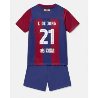 Kindertrikot FC Barcelona 2023-24 Fußballtrikots Set mit Aufdruck Frenkie de Jong 21