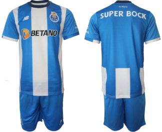 Fussballtrikots Kaufen Herren Porto Heimtrikot 2023-24 blau weiß Kurzarm + Kurze Hosen