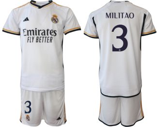 Günstig Fußballtrikots Herren Real Madrid Heimtrikot 2023-24 Fußballtrikots Set MILITAO 3