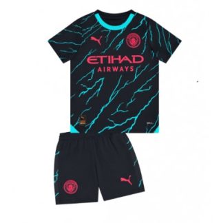 Günstig Fußballtrikots Kinder Manchester City 3rd trikot 2023-2024 Kurzarm + Kurze Hosen Fussballtrikots Günstig