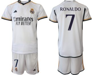Günstig Fußballtrikots Real Madrid Heimtrikot 2023-24 Kurzarm + Kurze Hosen mit Aufdruck RONALDO 7